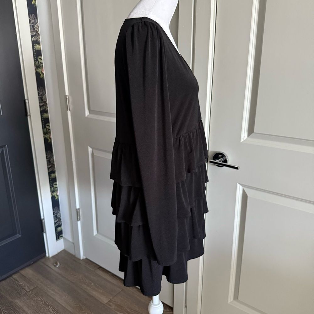 Show Me Your Mumu Top Tier Black Long Sleeve Ruffle Tier Mini Dress Size XS - Picture 2 of 6